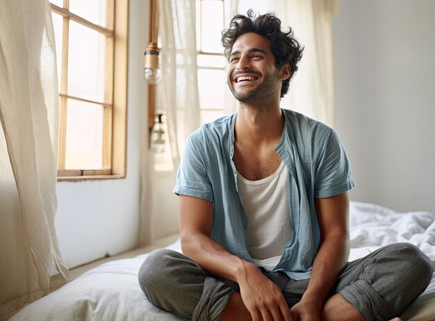 Smiling man in home