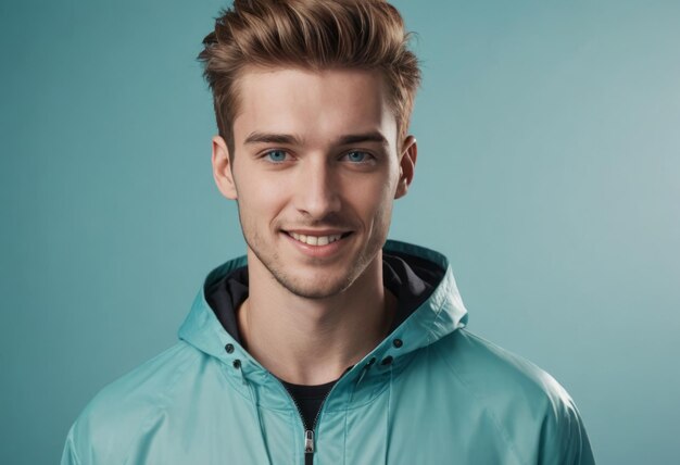 A smiling man in a light blue jacket looks at the camera his friendly demeanor is inviting and warm