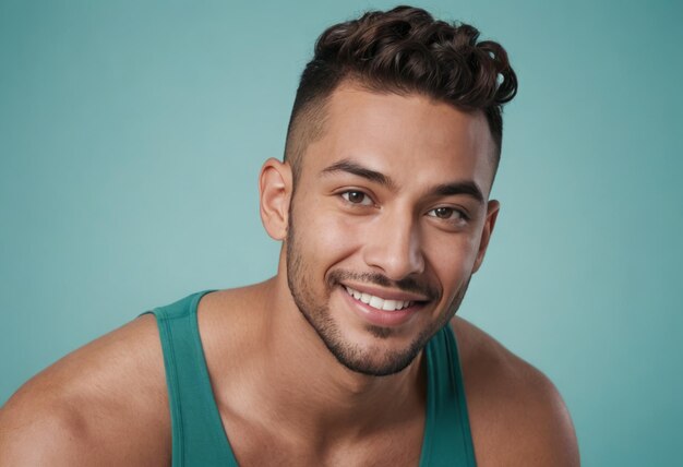 A smiling man in a sports tank top his upbeat demeanor suggesting an active and happy lifestyle