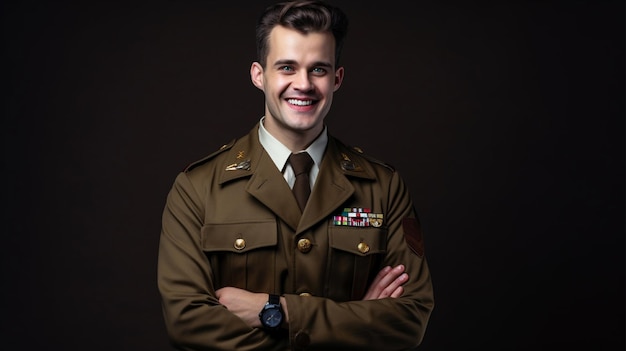 smiling man wearing army uniform