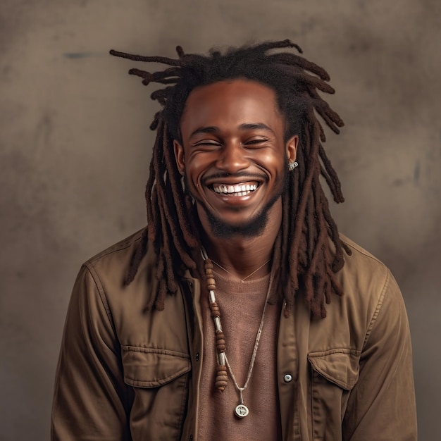 Smiling man with dreadlocks Image generated by AI