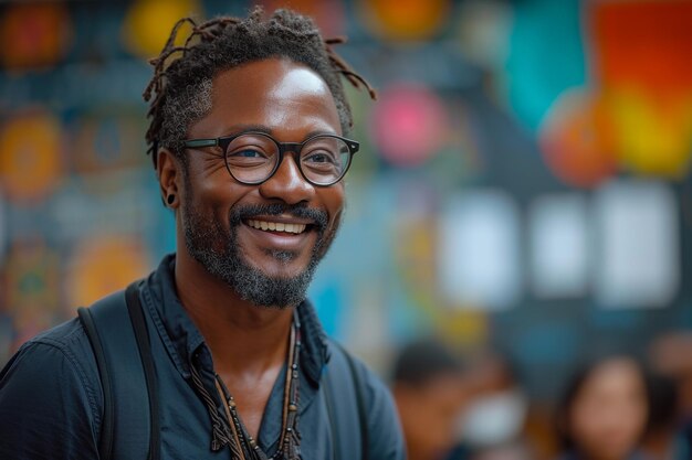 Photo smiling man with glasses and beard