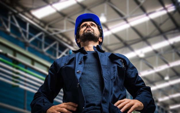 Smiling mechanical worker portrait