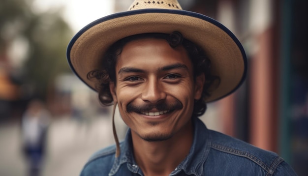 写真 カメラを見て笑顔のメキシコ人男性