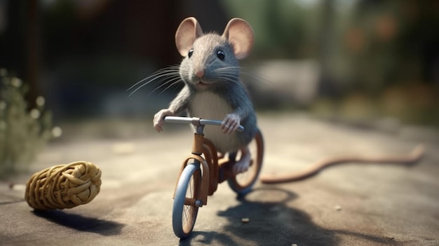 Smiling mouse pedaling away on World Bicycle Day