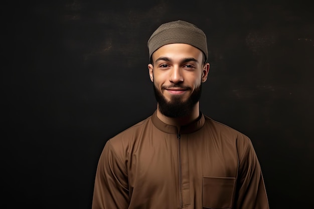 smiling Muslim man wearing kufi