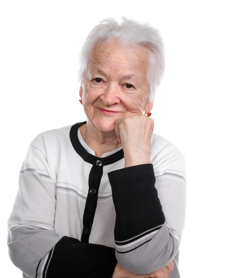 Photo smiling old woman isolated
