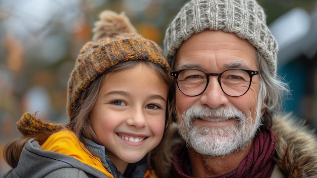 Smiling Older Man and Young Girl