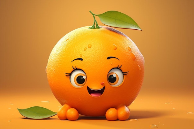 A smiling orange with the eyes on it