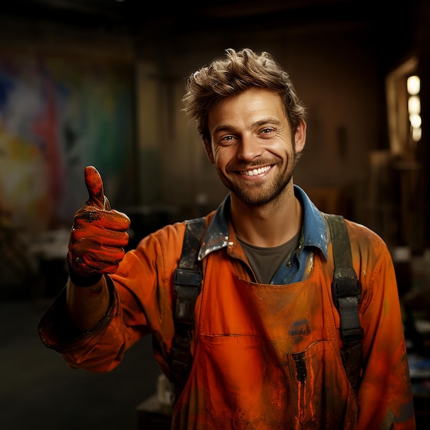 Smiling Painter Worker Man