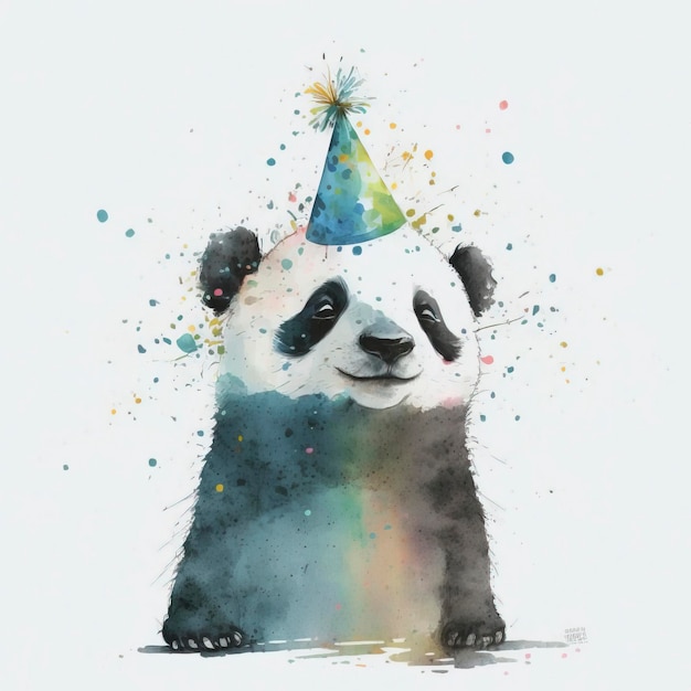 smiling panda with party hat