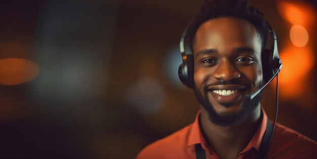 smiling person in call center