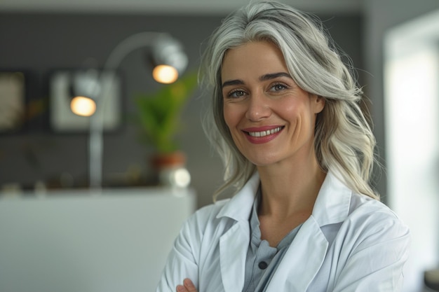 Smiling person young standing together portrait of staff inside modern JOB smiling to camera