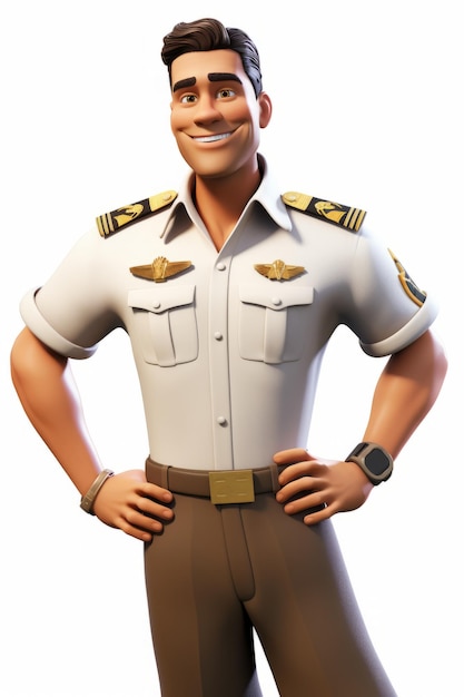 Photo smiling pilot in uniform with folded arms