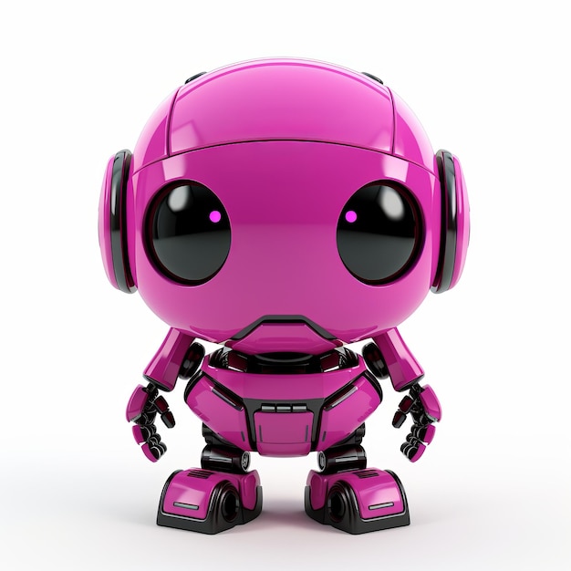 Smiling Pink Robot Ultra Detailed Babycore Cypherpunk With Shiny Eyes