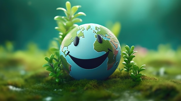 A smiling planet earth with a smiley face on it.