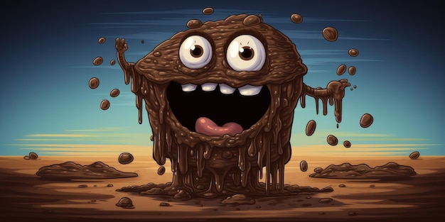 Smiling poop or turd as illustration funny concept