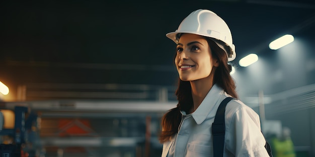 Smiling Portrait of a Beautiful Hispanic Female Industrial