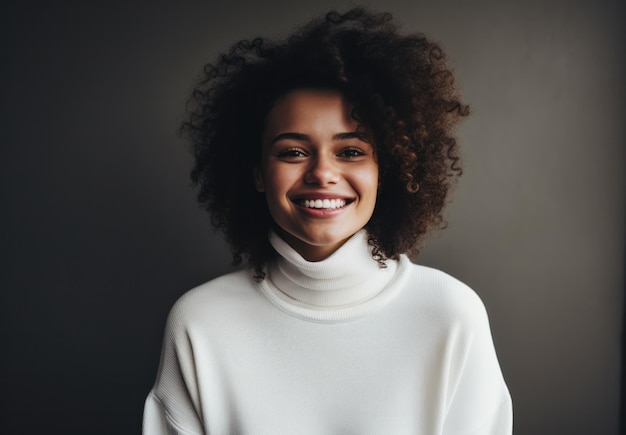 Smiling portrait of a captivating girl in a white attire