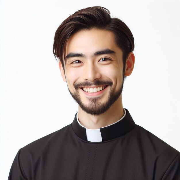 Photo smiling priest on white background