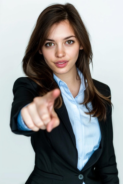 Smiling professional business woman in her business office in isolated background AI Generated