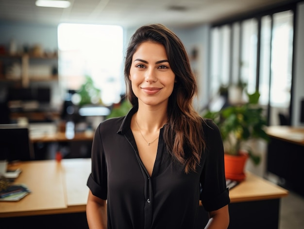 Smiling professional business woman in office