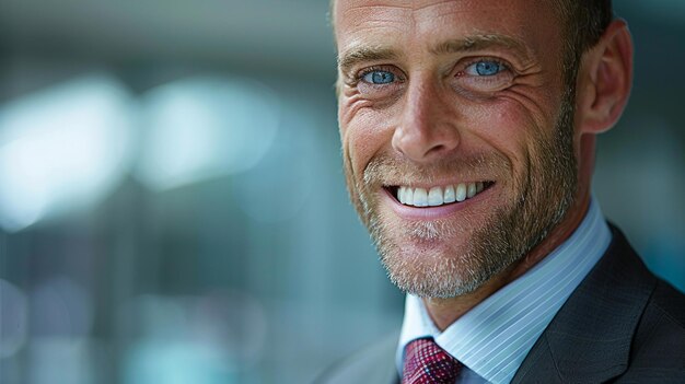 Photo smiling project manager headshot