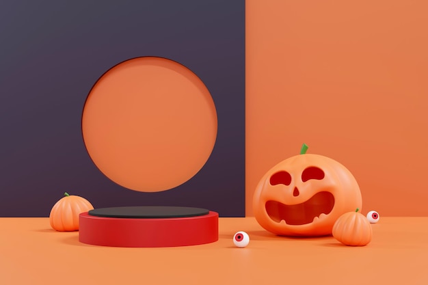Фото 3d-иллюстрация улыбающейся тыквы для праздничной демонстрации продукта. осенний праздник. концепция вечеринки в честь хэллоуина jackolantern.