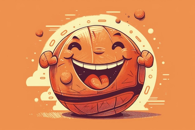 Smiling pumpkin character on a vibrant orange backdrop created with Generative AI technology