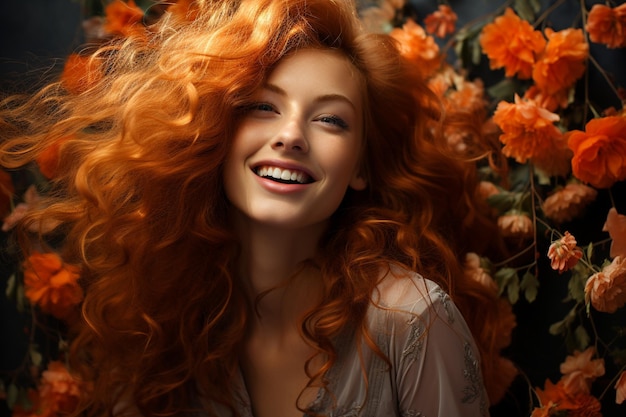 Smiling redhead woman