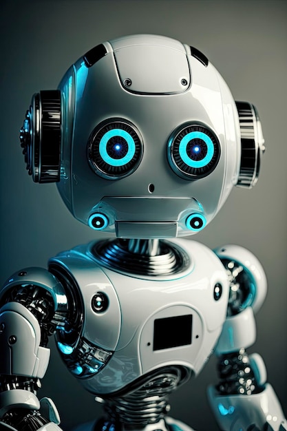 Smiling Robotic Figure CloseUp Portrait