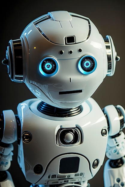 Smiling Robotic Figure CloseUp Portrait