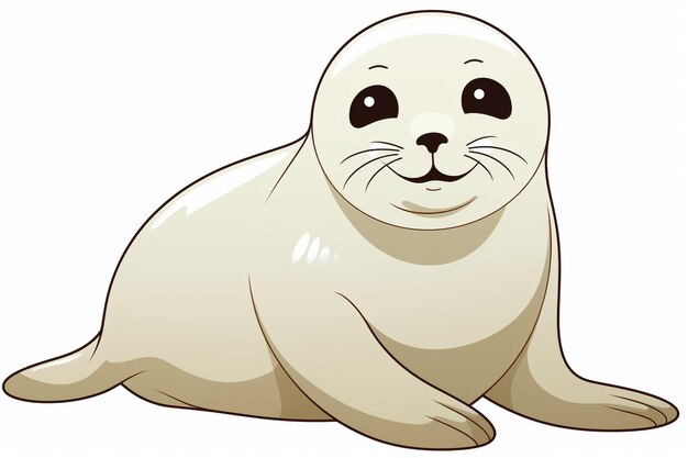 Photo smiling seal mascot sits