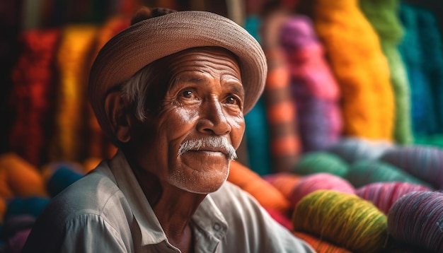 写真 ai によって生成された伝統的なウールの帽子をかぶった笑顔の年配の男性