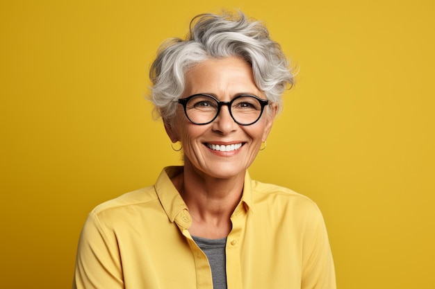 Smiling senior woman in eyeglasses