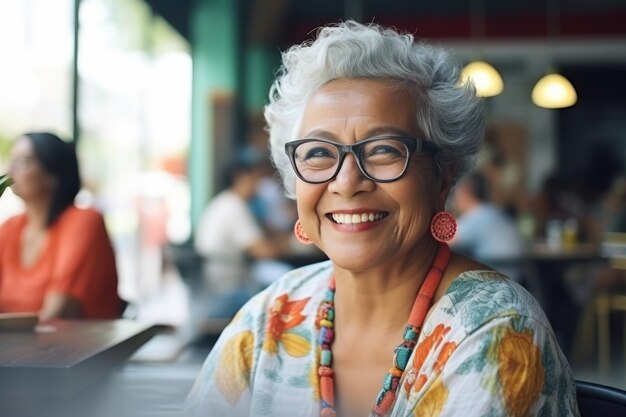 Smiling senior woman in a restaurant