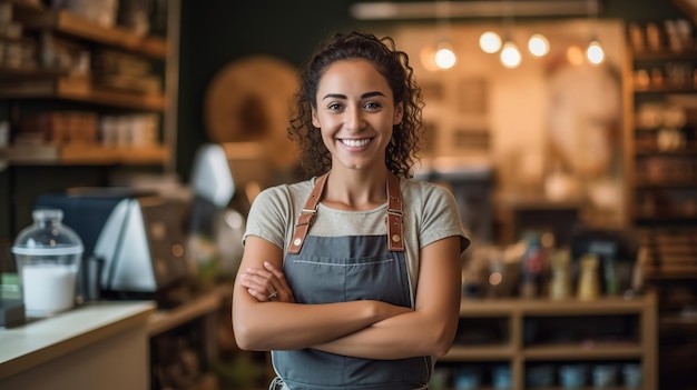 Foto il proprietario del negozio sorridente