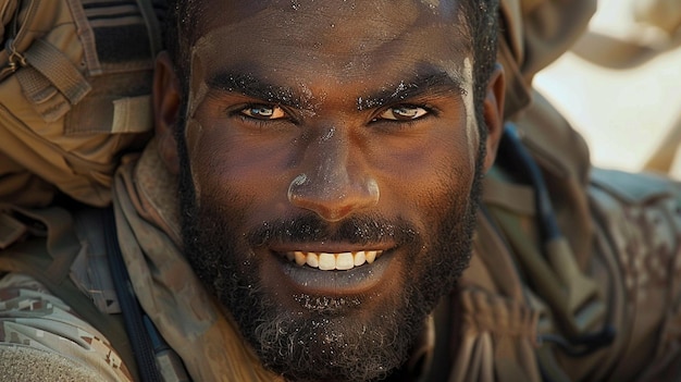 Photo smiling soldier headshot