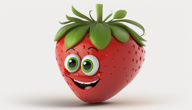 Smiling strawberry cartoon character Generative Ai