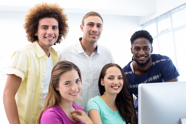 Smiling students in computer class