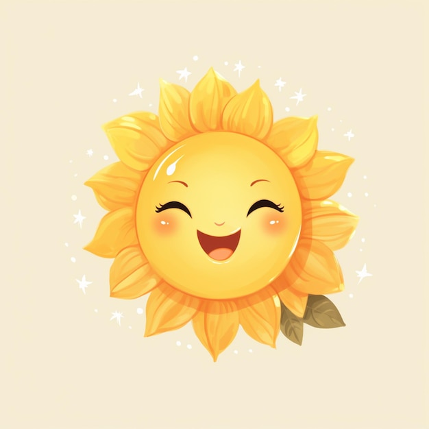 smiling sun with closed eyes and stars in the background generative ai