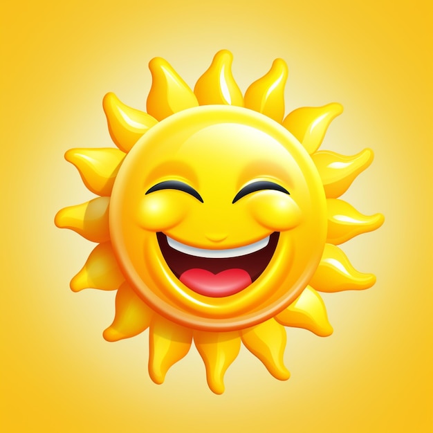 smiling sun with eyes closed and mouth wide open generative ai