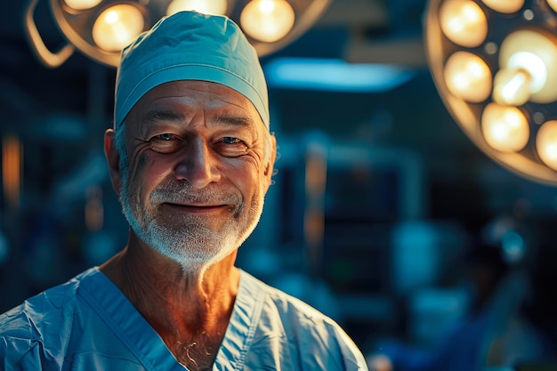 微笑む外科医 実践中の専門知識のポートレート