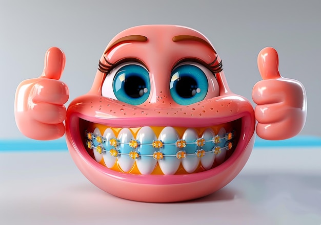 Smiling toy with braces and big smile