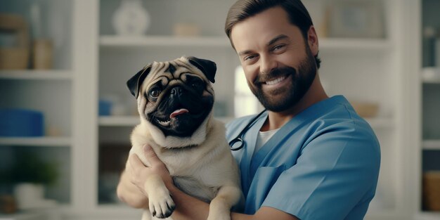 Smiling Veterinarian with Happy Patient