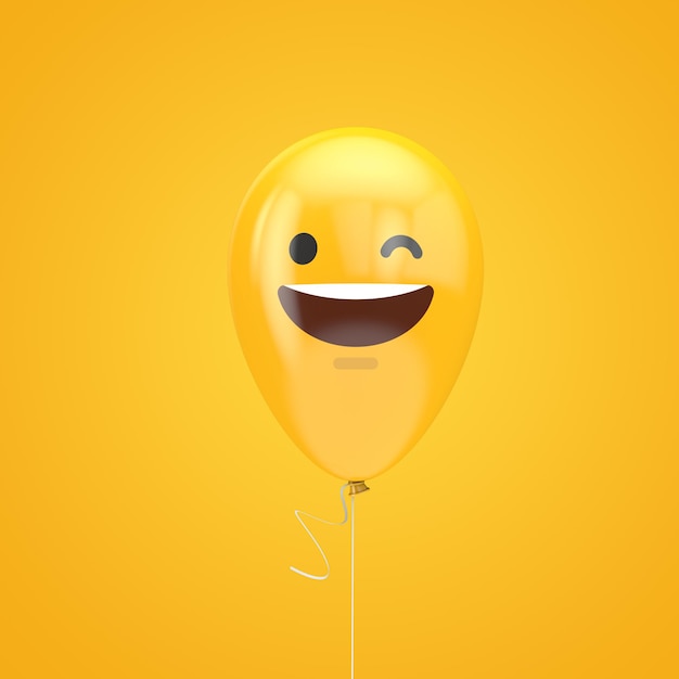 Smiling and winking emoji floating balloon