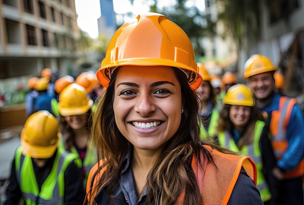 Smiling woman construction worker