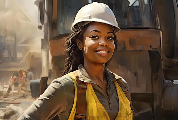 Smiling woman construction worker