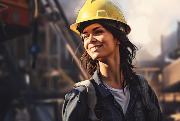 Smiling woman construction worker