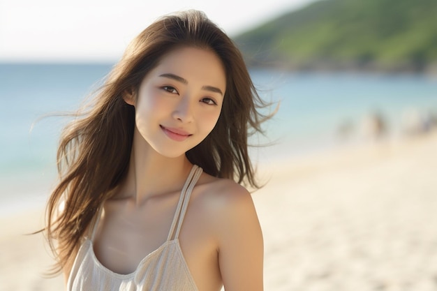 Smiling woman enjoying the beach